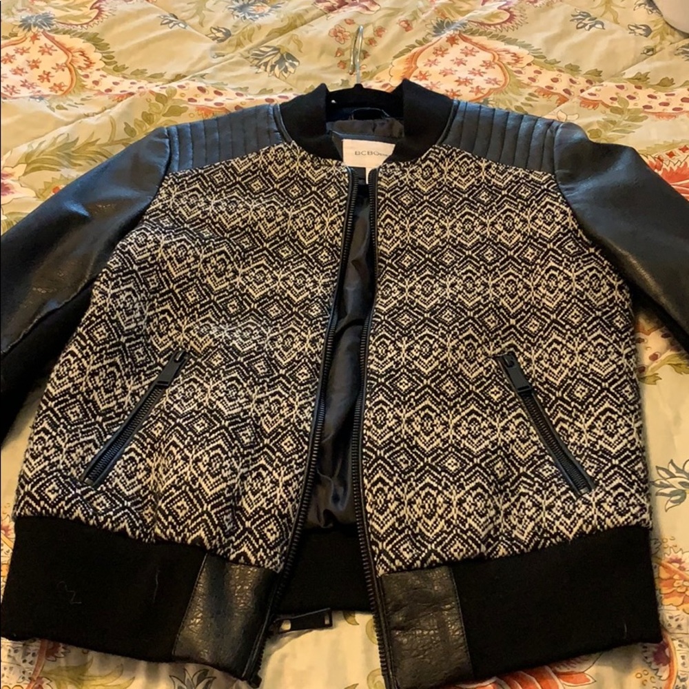 BGBGeneration Faux Leather and Print Jacket
